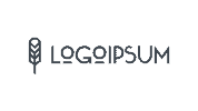 Logo placeholder: microphone icon beside the word LOGOIPSUM on a dark teal background.
